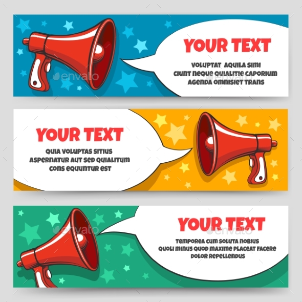 Announcement Megaphone Banners - Miscellaneous Vectors