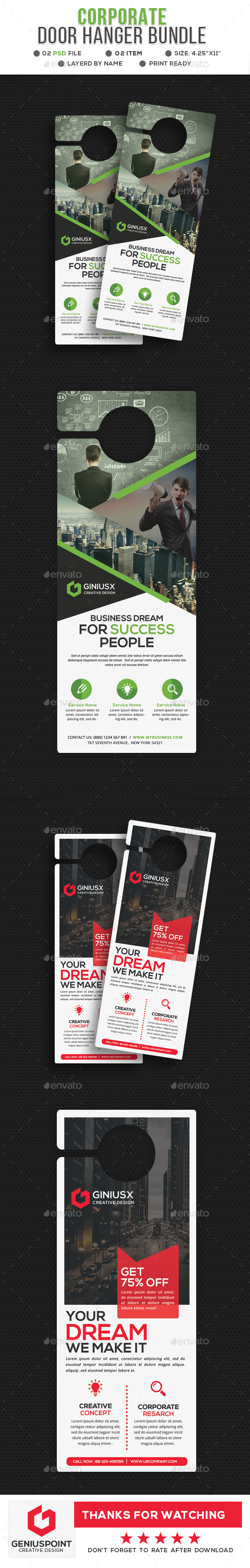 Corporate Door Hanger Bundle - Miscellaneous Print Templates