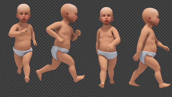 Baby 3d Character - Walk And Run (4-Pack)
