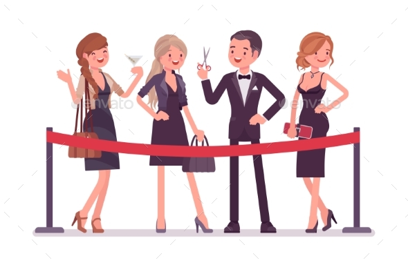 Cutting the Red Ribbon Ceremony - People Characters
