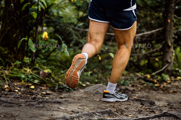 feet male runner run forest trail Stock Photo by sportpoint74 | PhotoDune