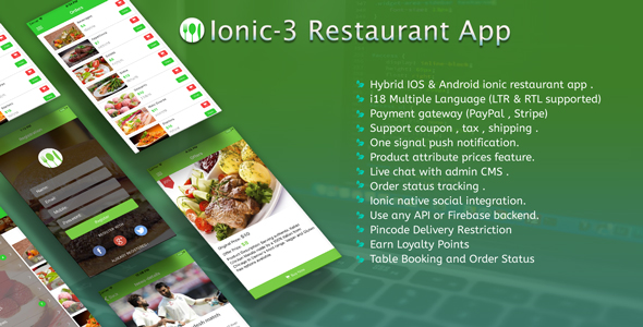 Ionic 3 Restaurant app with Firebase - CodeCanyon Item for Sale