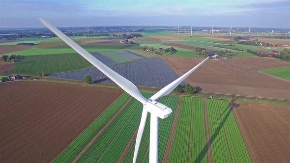 Aerial View on Wind Power, Turbine