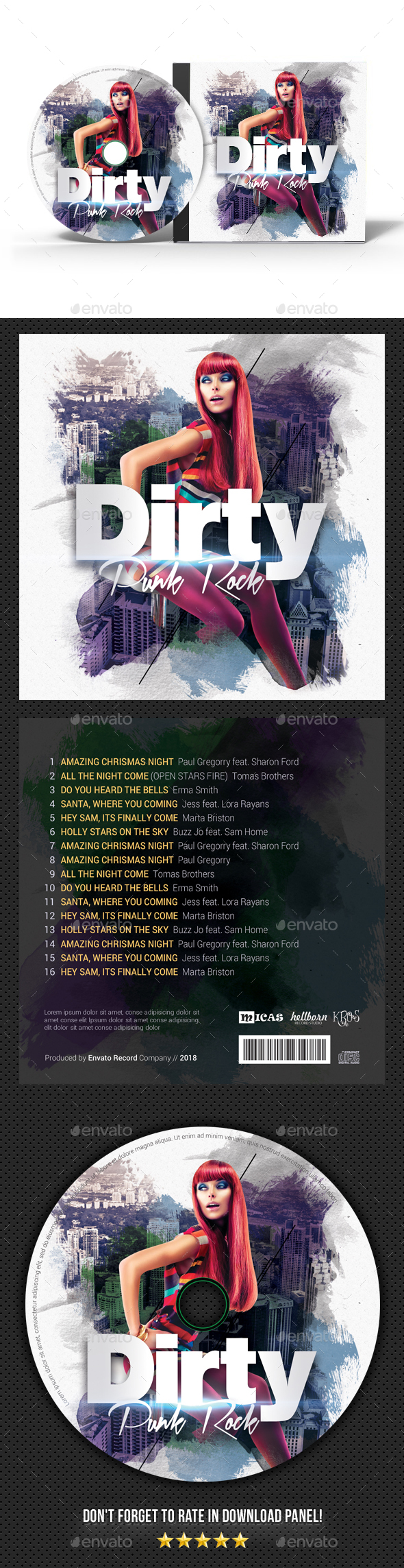 Dirty Punk Rock CD Cover - CD & DVD Artwork Print Templates