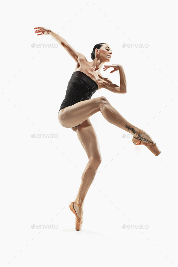 Aerobics fitness woman exercising isolated in full body. - Stock Photo - Images