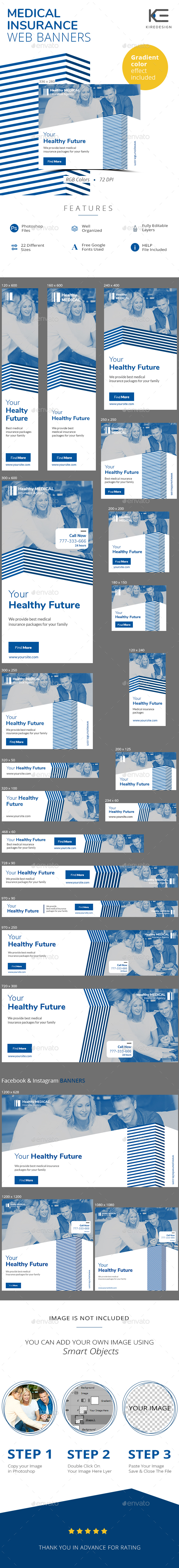Medical Insurance Web Banners - Banners & Ads Web Elements