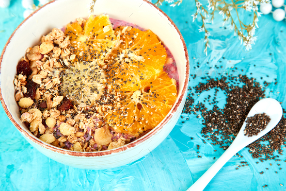 Detox and healthy superfoods with chia - Stock Photo - Images