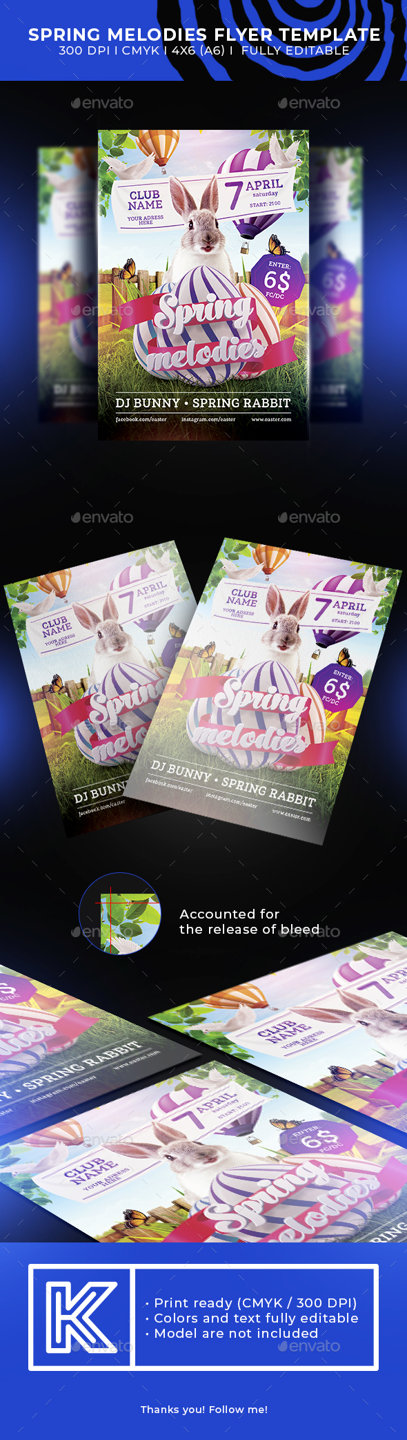 Spring melodies flyer template - Holidays Events