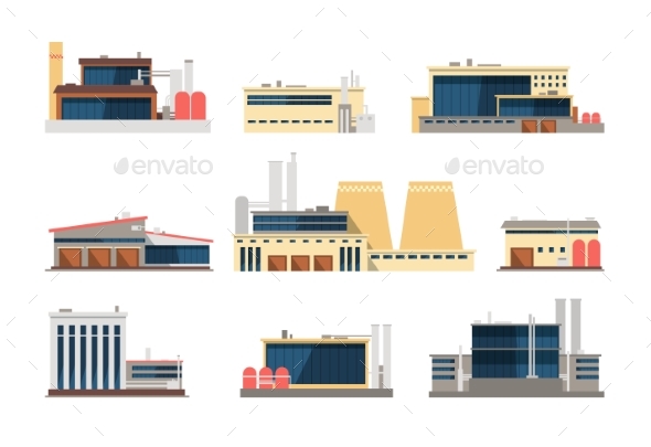 Industrial Factory, Power Plant and Warehouse - Buildings Objects