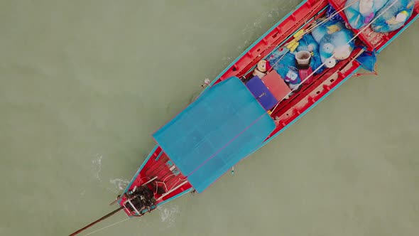 Top Aerial View on Fishing Boat on Samui Island