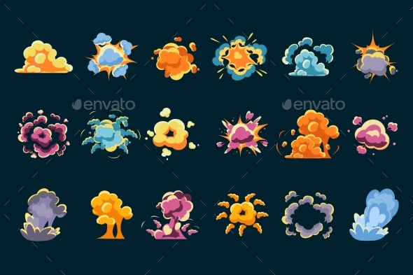 Vector Set of Comic Explosions or Bursts - Miscellaneous Vectors