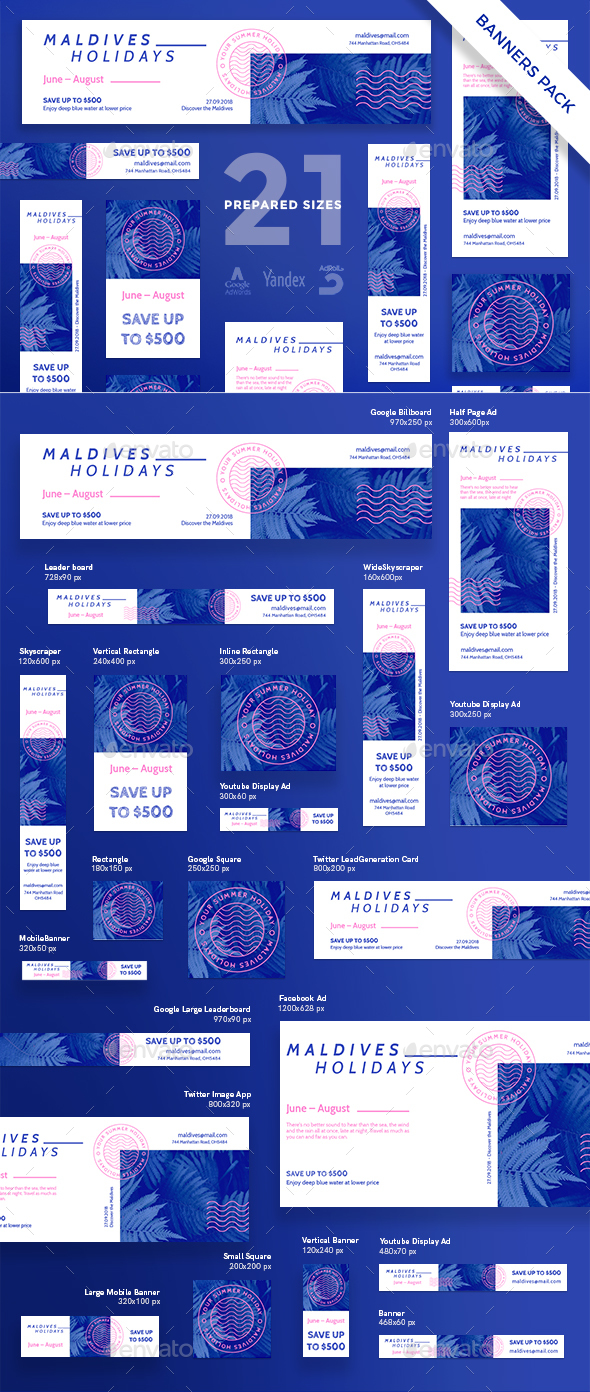Maldives Holidays Banner Pack - Banners & Ads Web Elements