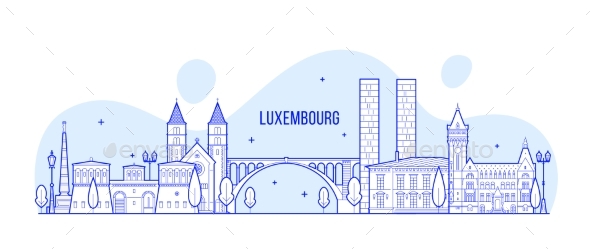 Luxembourg City Skyline City Buildings Vector - Buildings Objects