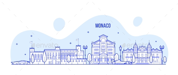 Monaco Skyline City Buildings Vector - Buildings Objects