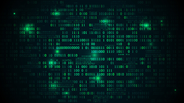 Abstract Electronic Circuit Board with Binary Code, Matrix Background