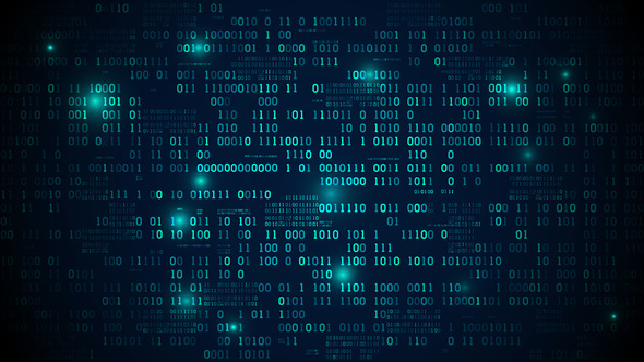 Abstract Electronic Circuit Board with Binary Code, Matrix Background