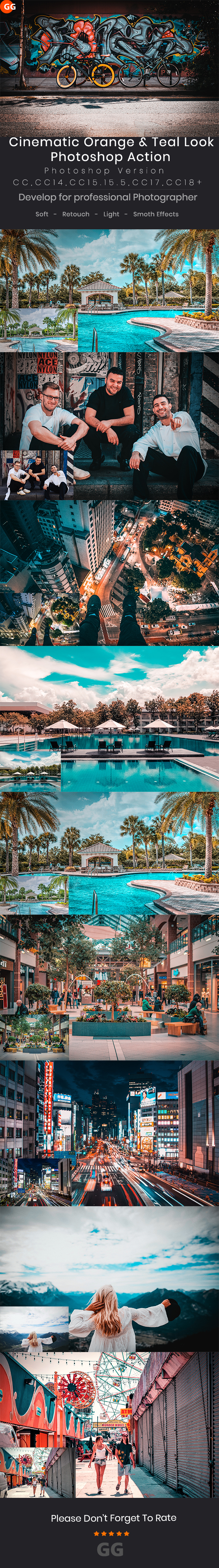 10 Cinematic Orange & Teal Look Photoshop Action - Photo Effects Actions