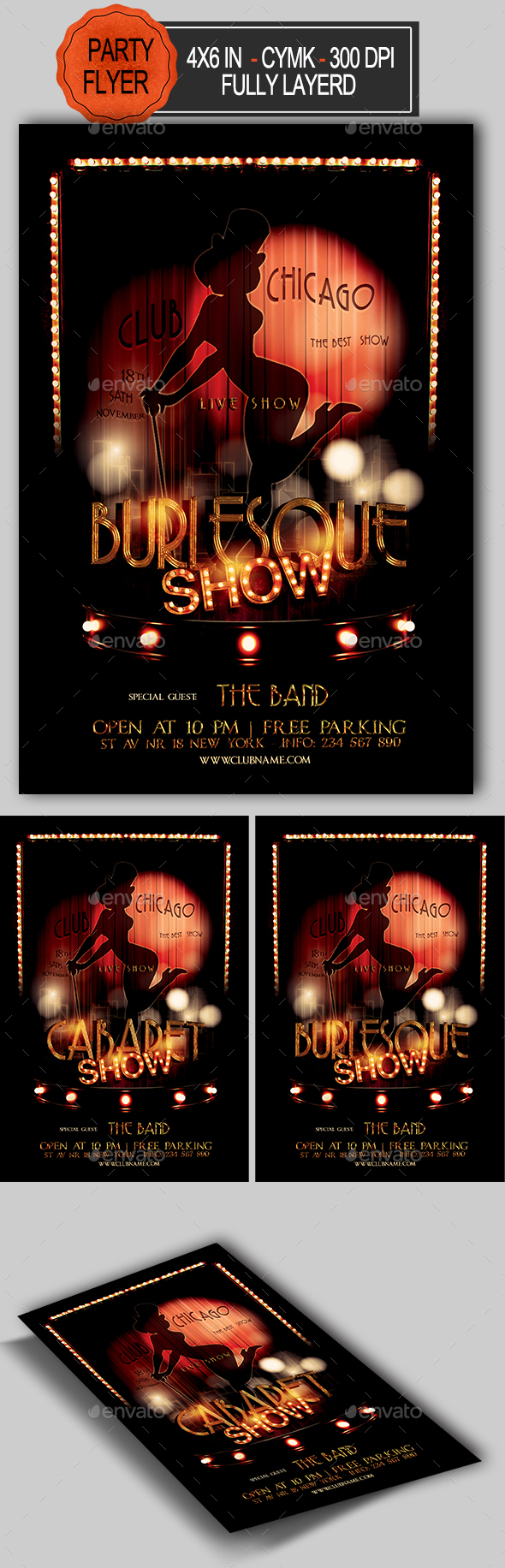Burlesque and Cabaret Flyer - Clubs & Parties Events