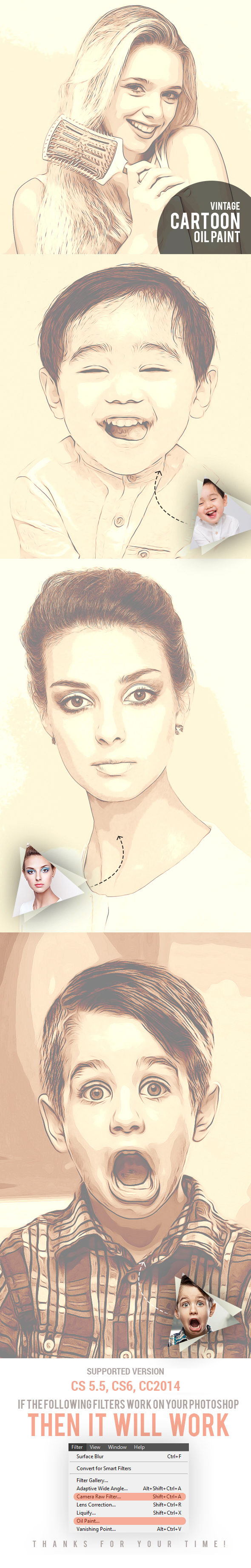 Vintage Cartoon Oil Paint - Photo Effects Actions