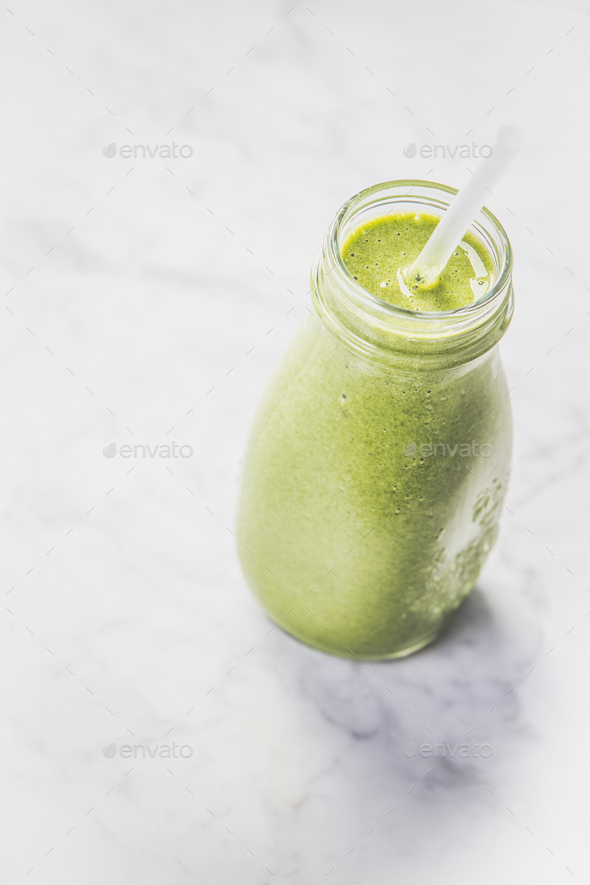 Close-up of green fresh smoothie - Stock Photo - Images