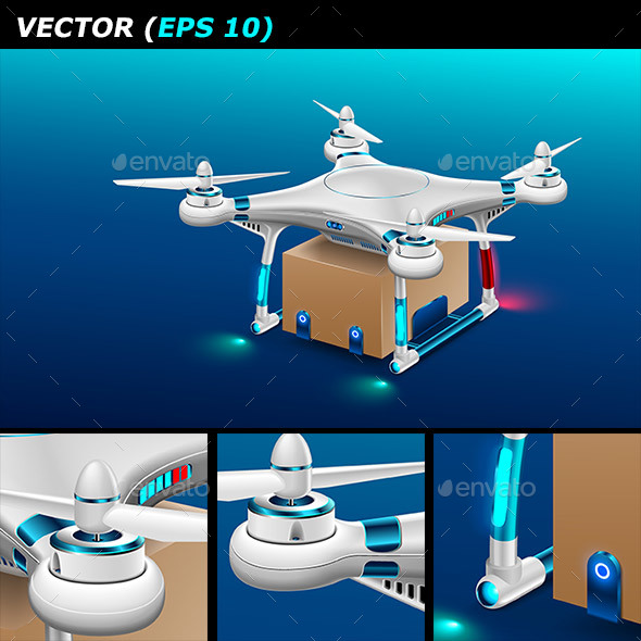 Drone Landed with Package Quadrocopter - Computers Technology