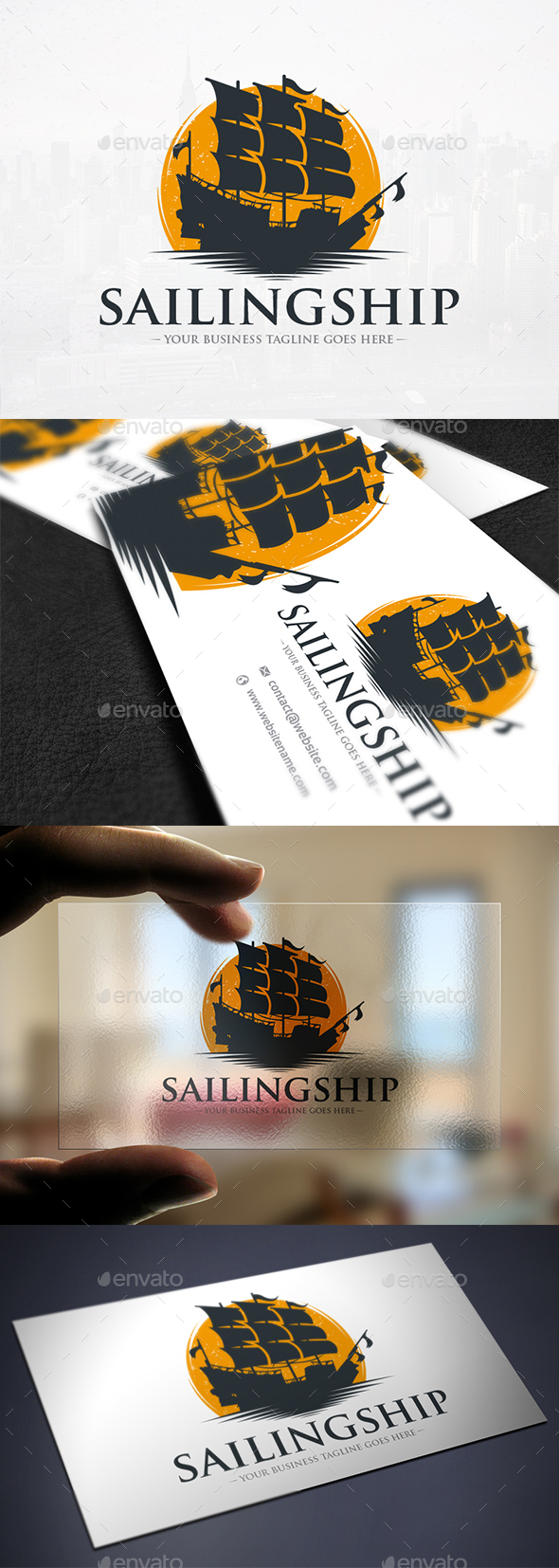 Sailing Ship Sun Logo - Objects Logo Templates