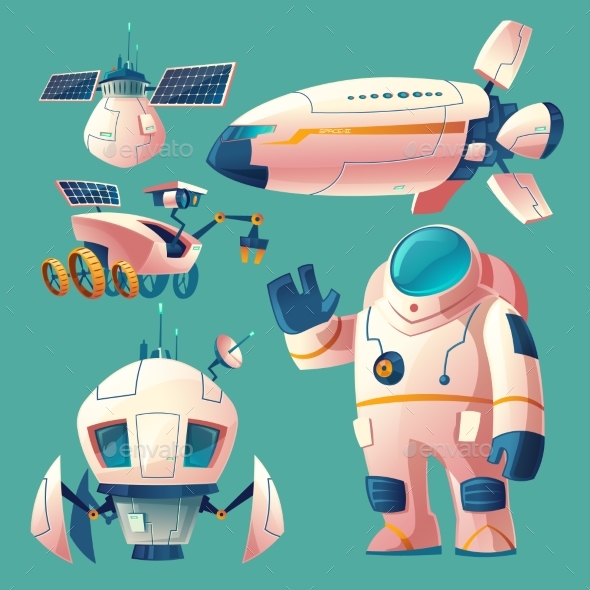 Vector Clipart with Objects for Space Exploration - Objects Vectors