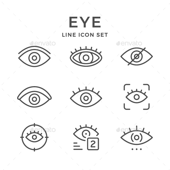 Set Line Icons of Eye - Man-made objects Objects