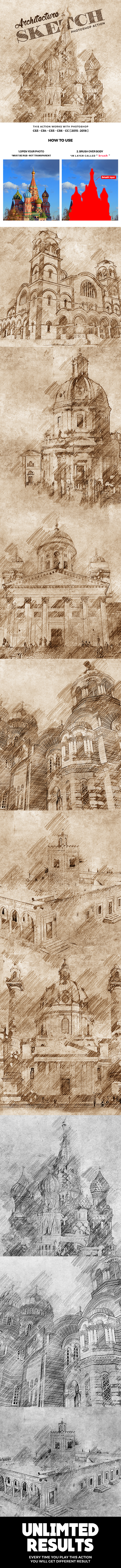 Architecture Sketch 2 Photoshop Action - Photo Effects Actions