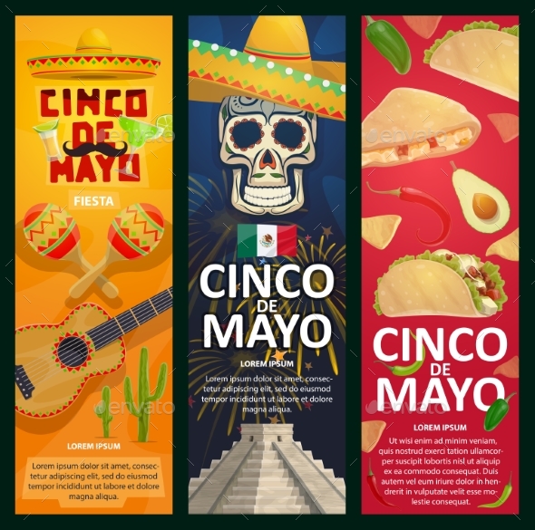 Cinco De Mayo Mexican Holiday Vector Banners - Seasons/Holidays Conceptual