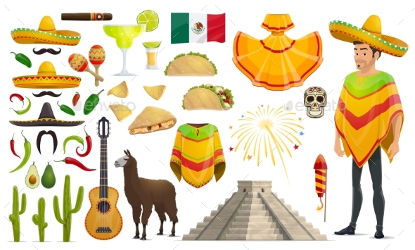 Cinco De Mayo Mexican Holiday Vector Icons - Seasons/Holidays Conceptual