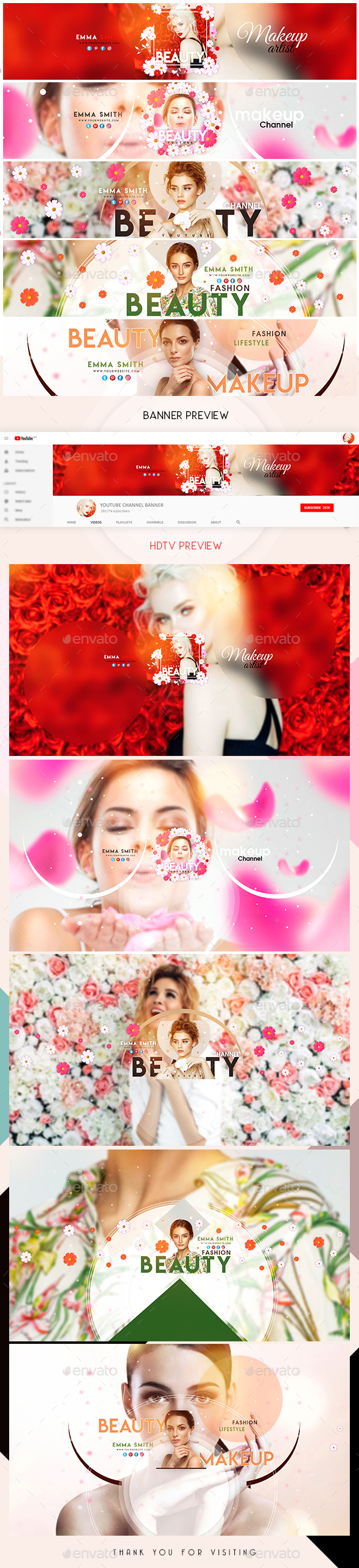 5 Beauty YouTube Banners - YouTube Social Media