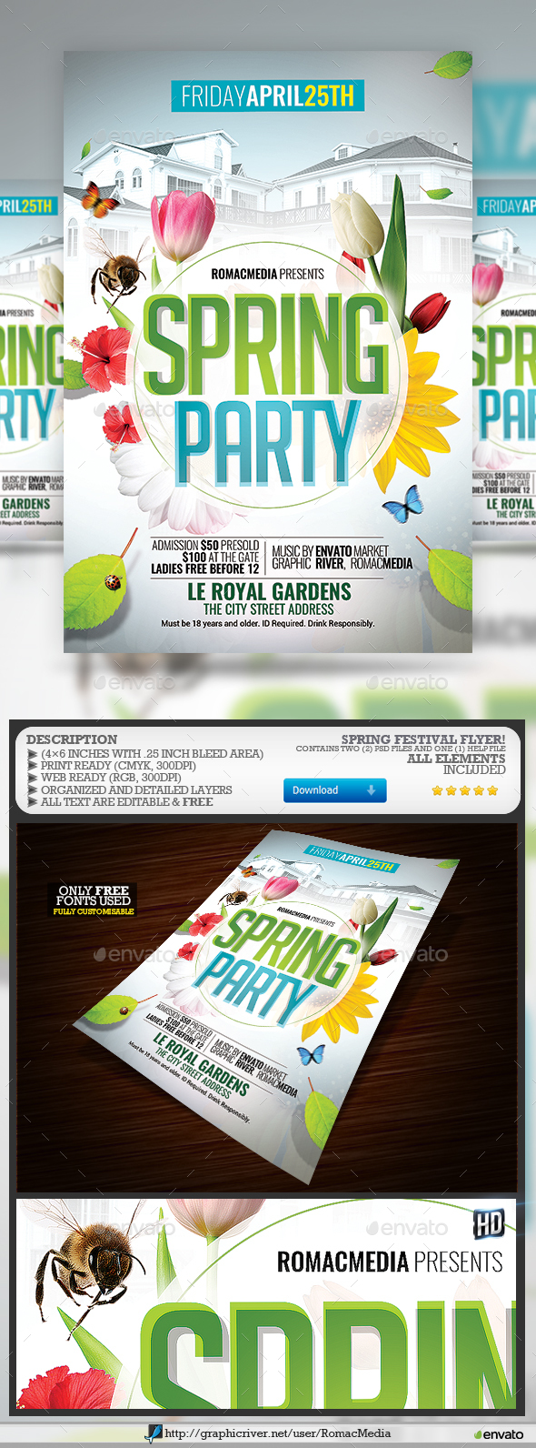 Spring Party Flyer - Clubs & Parties Events