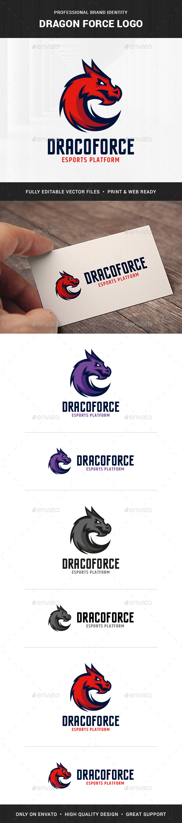 Dragon Force Logo Template - Animals Logo Templates