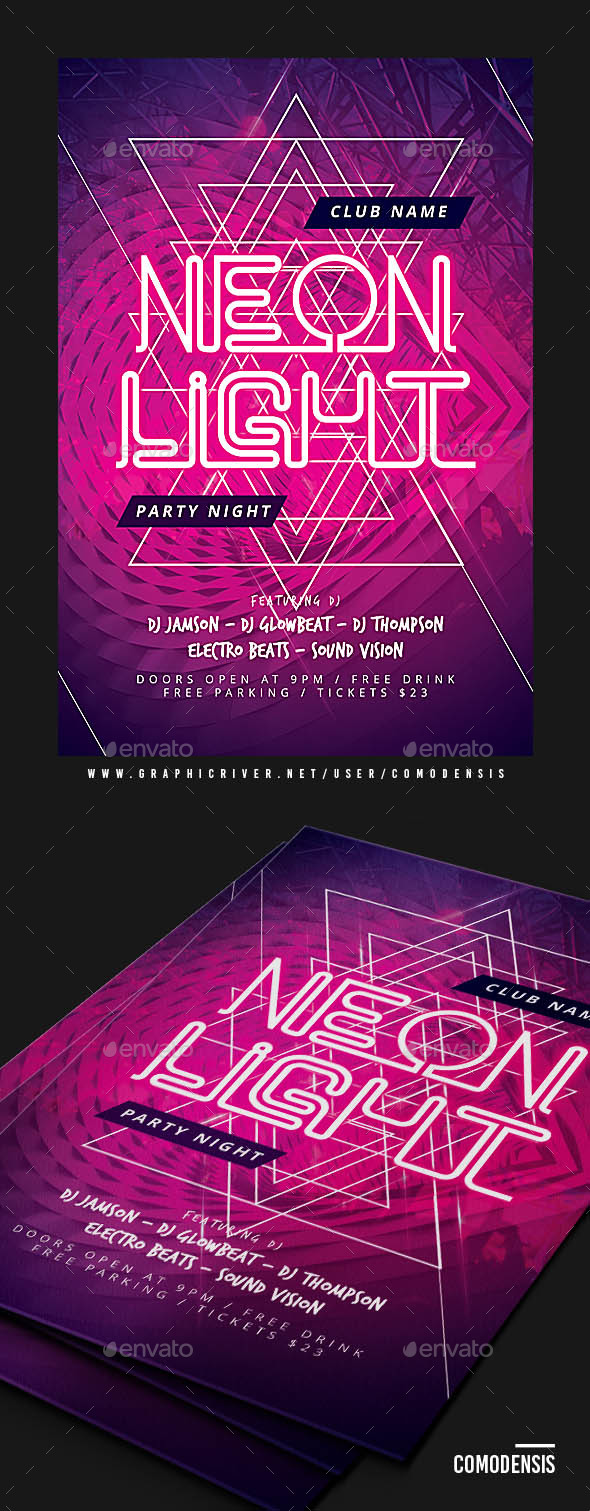 Neon Party Flyer Templates - Clubs & Parties Events
