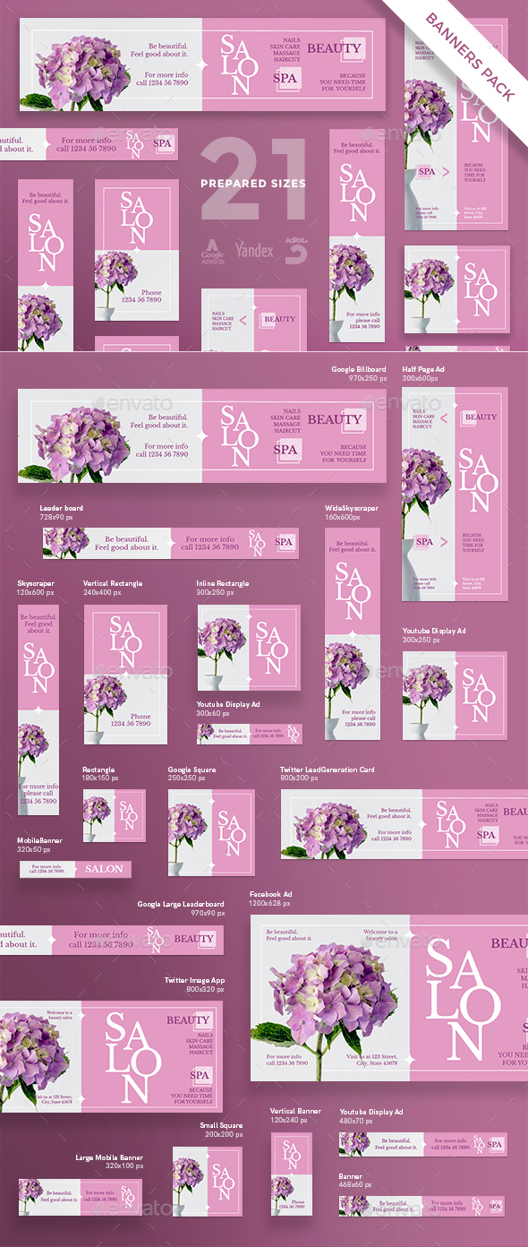 Beauty Salon Spa Banner Pack - Banners & Ads Web Elements