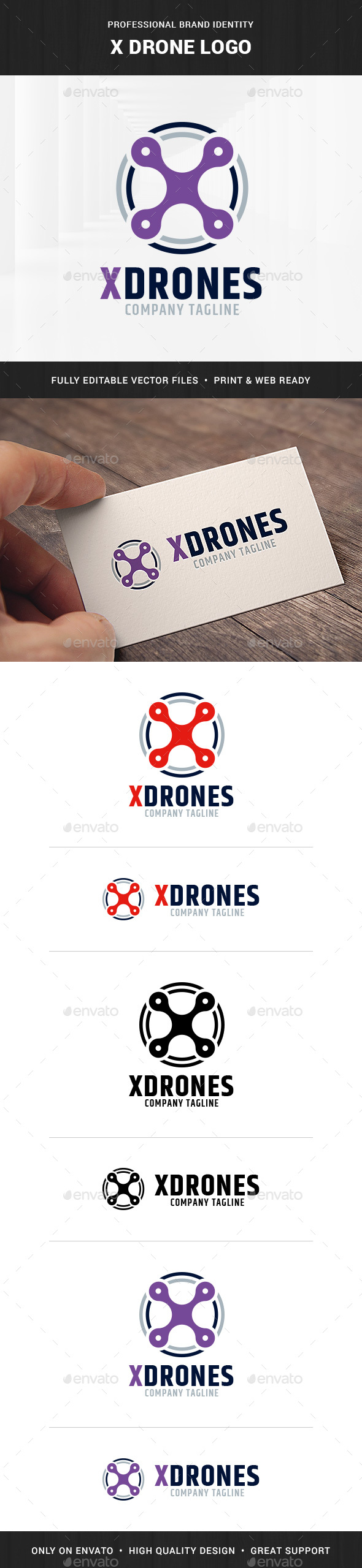 X-Drone Logo Template - Letters Logo Templates