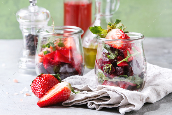Beetroot and strawberry salad - Stock Photo - Images