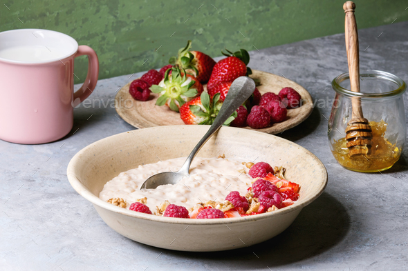 Rice porrige with berries - Stock Photo - Images