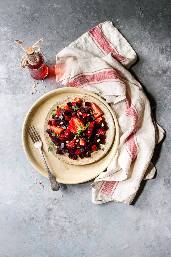 Beetroot and strawberry salad - Stock Photo - Images