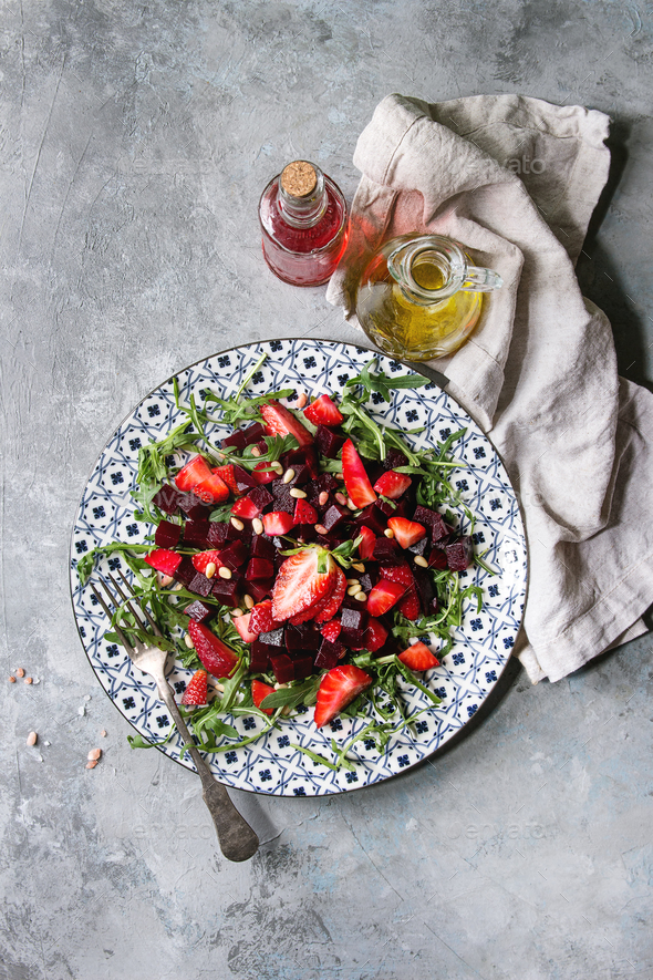 Beetroot and strawberry salad - Stock Photo - Images