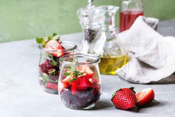 Beetroot and strawberry salad - Stock Photo - Images