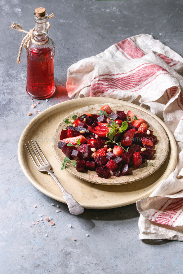 Beetroot and strawberry salad - Stock Photo - Images