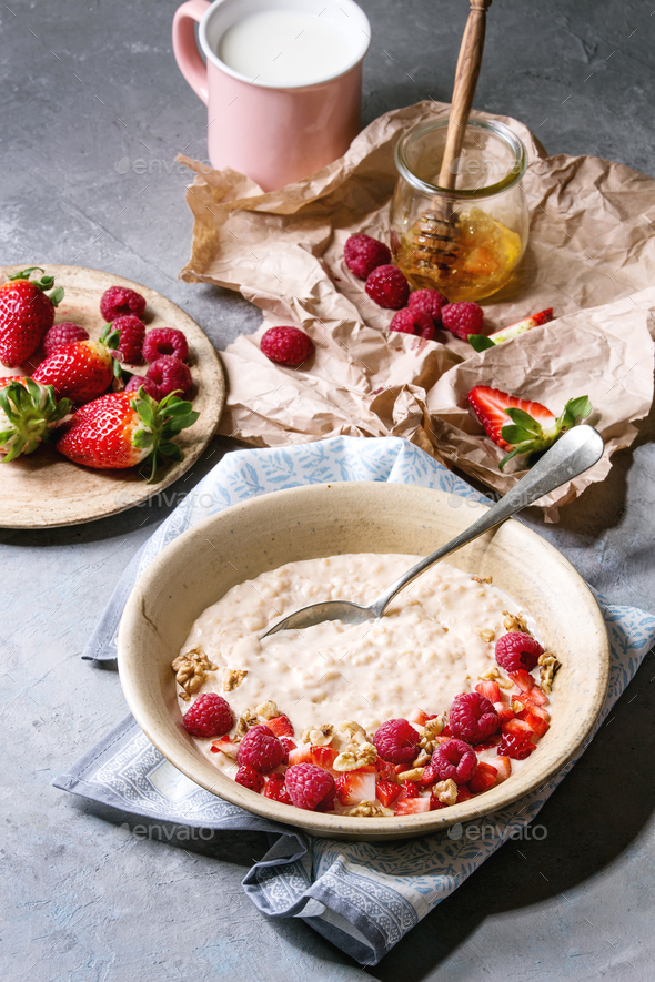 Rice porrige with berries - Stock Photo - Images
