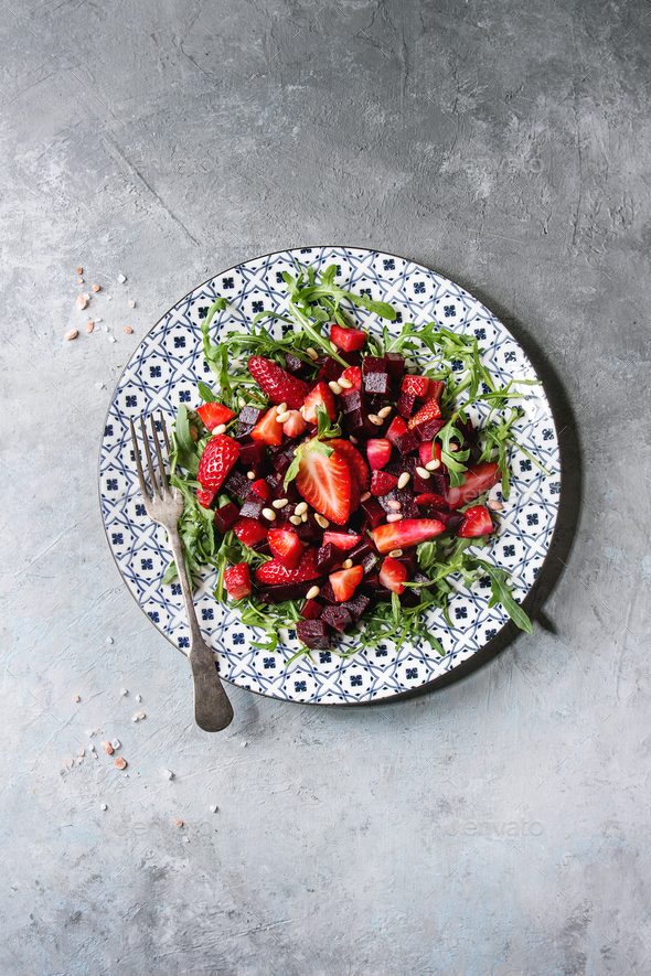 Beetroot and strawberry salad - Stock Photo - Images