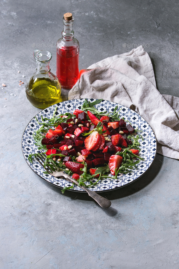 Beetroot and strawberry salad - Stock Photo - Images