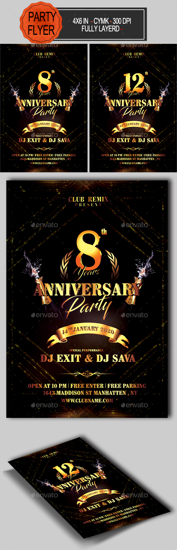 Anniversary Flyer - Clubs & Parties Events