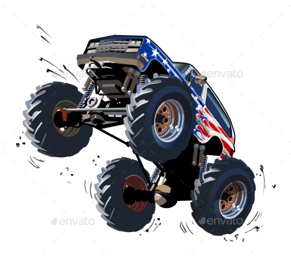 Cartoon Monster Truck - Man-made Objects Objects