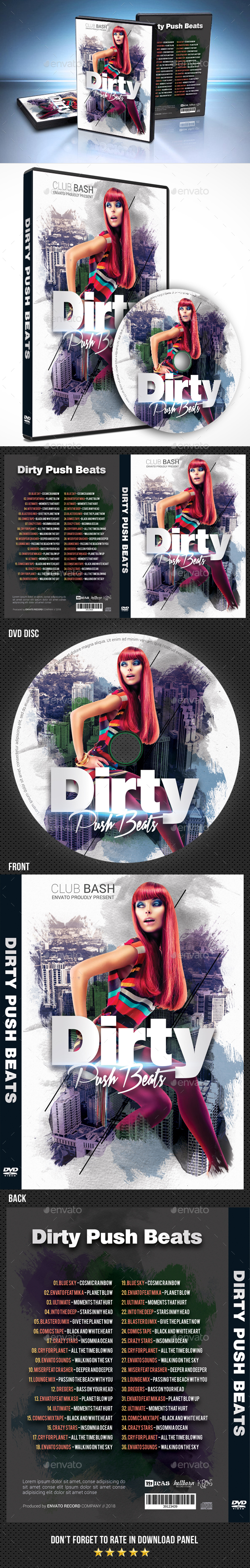 Dirty Push Beats DVD Cover Template - CD & DVD Artwork Print Templates