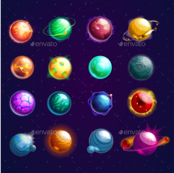 Set of Isolated Cosmos Stars or Planets - Organic Objects Objects